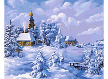 Картина "Зима в деревне"