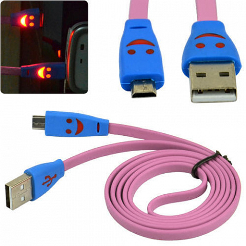 Кабель USB BS-3062 (штекер microUSB - штекер USB, светящ.) 1м
