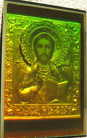 Икона Христа Спасителя-истинный 3D лазерная голограмма на стекле-11x16" (28x40cm) 