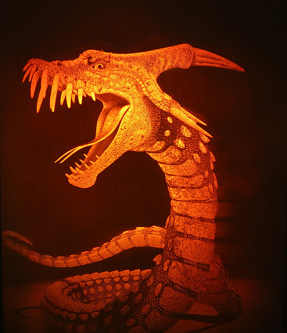 Дракон -3D лазерная голограмма на стекле- 11x16" (28x40cm) 