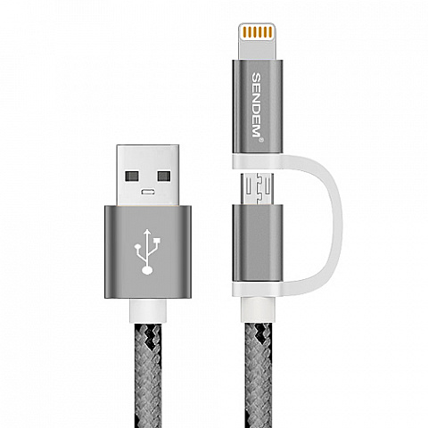 Кабель USB 2.1А  M9 (microUSB/iPhone5/67) 1м